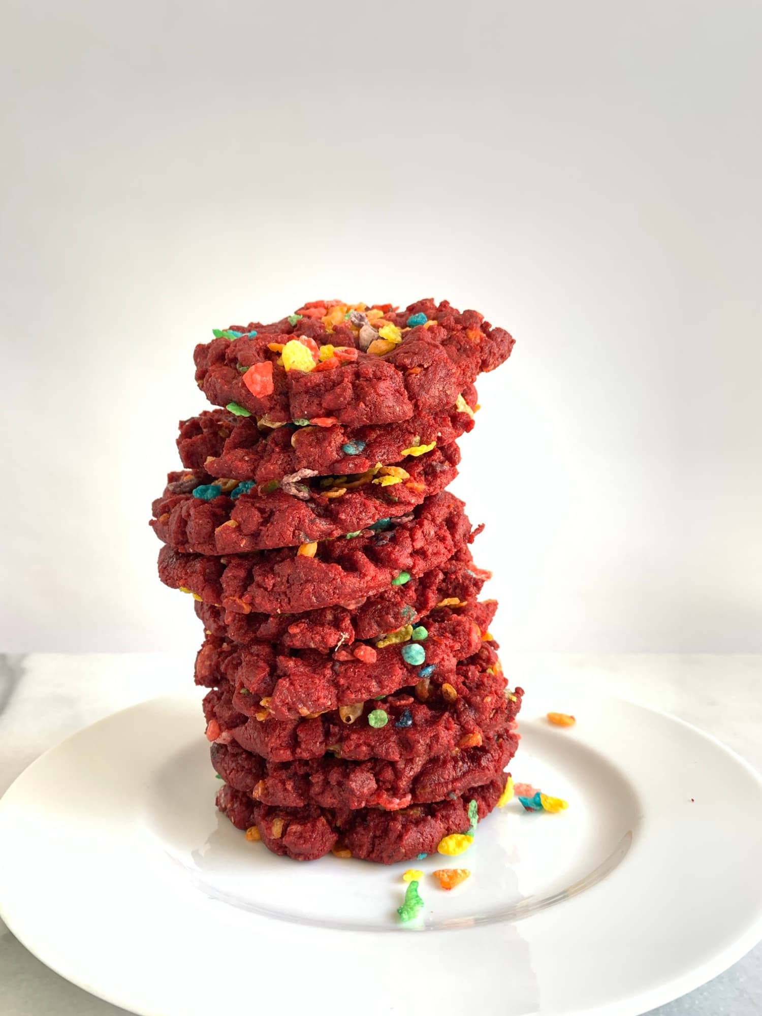 Stack of Chunk-N-Chip red velvet cookies